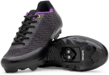 Tommaso Terra Aria Lace Knit Women's Indoor Cycling Ready, MTB, Road Shoe with Compatible SPD Cleat - Black/Purple - 36