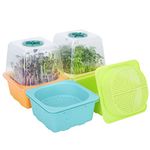 LUVCOSY 4 pcs Microgreen Growing Tray, Broccoli Sprouting Tray, Reusable BPA Free Seed Sprouting Kit with Plastic Humidity Dome for Healthy Radishes, Wheatgrass, Beans, Broccoli, Chinese Cabbage