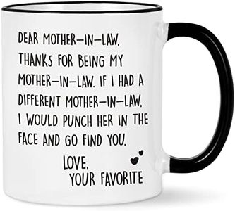 YHRJWN Christmas Mothers Day Gifts from Daughter in Law, Dear Mother in Law Coffee Mug, Mother in Law Gifts from Daughter in Law, Birthday Mother's Day Gifts for Mother in Law, 11 Oz White