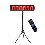GANXIN Portable 5'' High Character 6 Digits LED Race Timing Clock with Tripod for Running Events, Countdown/up Digital Timer, by Remote Control