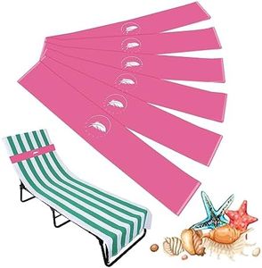 growell Towel Bands (6 Pack) - Stretch Beach Towel Clips for Beach Cruise Pool Chairs, Lounge Towel Holder Elastic, Cruise Ship Essentials (Pink)