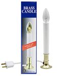 Creative Hobbies Electric Window Candle Lamp with Brass Plated Base, On/off Switch, Light Bulb, Ready to Use!