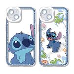 Omyzo [2 pieces Case Compatible with iPhone 7 Plus/8 Plus 5,5",Cute Anime Stitch Cartoon Character Design Pattern for Kids Women Boys Girls Soft TPU Silicone Shockproof Clear Protective Phone Cover