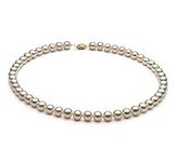 White 7.5-8.5mm AA Quality Freshwater Cultured Pearl Necklace-36 in Opera length