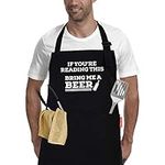 APRONPANDA If You're Reading This Bring Me A Beer,Adjustable Barbecue Cotton Aprons for Men, Christmas Gifts for Men Dad Husband Boyfriend, Birthday Gifts for Men