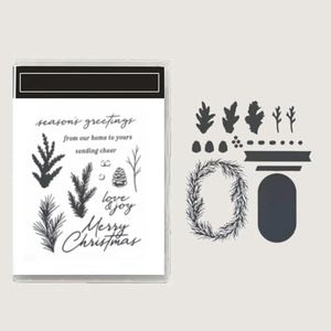 2026 New Christmas Themed Clear Stamps & Cutting Dies for DIY Greeting Cards, Scrapbooks, Embossing & Paper Crafts, for DIY Halloween Birthday Greeting Card (C)