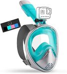 Platinum Arowana® Professional Full Face Snorkel Mask - Turquoise Snorkeling Gear for Adults & Kids, 180° Panoramic View, Adjustable Anti-Fog & Leak Dry System Set w/Detachable Camera Mount