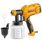 INGCO Corded Paint Sprayer 450W 400ml/min, Fence Paint Sprayer 800ml Detachable Container, HVLP Spray Gun with 3 Pure Copper Nozzle(1.5+2.0+2.5) SPG3508-4