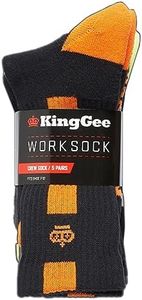 KingGee Men's Crew Sock, Assorted, 7-12 Size (Pack of 5)