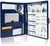 GraduationMall A4 Magnetic Conference Folder Clipboard with Storage Portfolio Padfolio PU Leather Interview Document Organizer Blue