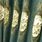 SLOW SOUL Set of 2 Panels Embroidered birds 80% Blackout Curtains for Living room Bedroom Dining room curtains & drapes High-end curtain with Grommet Top DarkCyan Cloth 49W X 102L inch