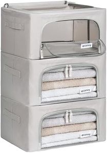 4CONVY Cajas de Almacenaje de Ropa para Armario con Cremallera, Marco de Metal - [2024 Material Mejorado] Almacenaje de Ropa Estable - Bolsa para Guardar Ropa, Mantas - Cajas Apilables - 3x24L