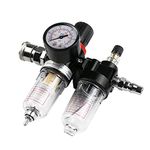 MOCNT 1/4" Air Filter Regulator Air Compressor Moisture Trap Kit Oil Water Lubricator Separator Pressure Reducer Pneumatic Components Processor Quick Connector