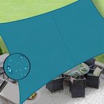 MetDeals Outdoor Water Repellent Sun Shade Sail Canopy Rectangle Complete UV & Rain Protection for Car Parking,Patio and Garden,Backyard Lawn with SS Triangle & Rope (Teal Blue 14 X 8 Feet)