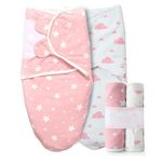 MOONLIGHT20015 Pink Swaddle Blanket 0-3 Months – Pack of 2 Baby Swaddles for Newborn 100% Soft Organic Cotton for Boys and Girls Baby Wrap