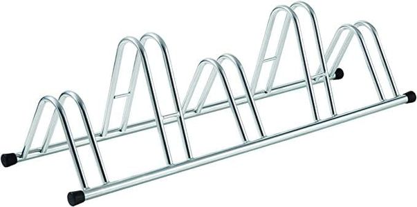 ANDRYS - Rastrelliera Porta Bicicletta 5 Posti, con Posteggio Alto e Basso, con Tappi in Pvc Neri, Zincatura a Freddo, Colore Argento, 140 x 42 x 40 cm