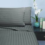 Branded SRP LINEN 400 Thread Count 100% Egyptian Cotton 4-Piece Extra Deep Pocket, Bed Sheet Set Fit Upto 20 Inches Deep Pocket, Queen Size Striped Grey