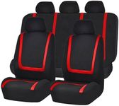 Universal Car Seat Covers, Car Seat Covers Unique Flat Cloth Full Set, Fit Most Car, Truck, SUV, or Van (Black+Red)