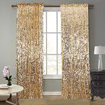 SFN SKY Gold Big Payatte Sequin 18MM Sequin Backdrop Drapes Curtains Panels,Fashion 9FTx9FT Backdrop for Thanksgiving Christmas Home Party Decoration Supplies