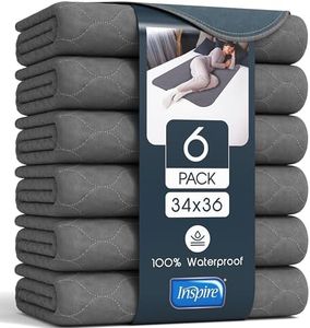 Inspire Underpads | Stain Hiding Gray Reusable Incontinence Bed Pads | Waterproof Mattress Pad | for Adults Babies and Dogs (34 X 36 - 6 Pack)