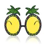 Gukasxi Funny Hawaiian Glasses Luau Party Sunglasses Tropical Sunglasses Novelty Beach Party Glasses Fancy Dress Photo Booth Props for Adults Kids Summer Party (Yellow Pineapple)