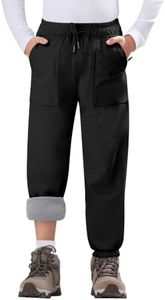 Buyboxs Toddler Snow Pants Fleece Waterproof Winter Ski Pants Black 4-5Y | Boys Grils Snowpants, Thermal Rain Pants, Kids Insulated Trousers, Windproof, Elastic Cuff, for Snowboarding, Hiking, Outdoor