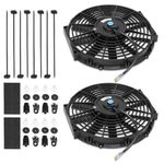 12 Inch High Performance Black Electric Radiator Cooling Fan Kit (Pack of 2)