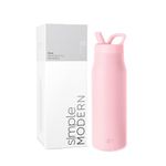 Simple Modern Water Bottle with Straw lid | Insulated Stainless Steel Thermos | Reusable Travel Water Bottles for Gym & Sports | Leak Proof & BPA Free | Mesa Collection | 34oz, Blush