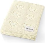 Bleu La La 100% Cotton Unisex Heart Knit Swaddle Luxury Baby Blanket for Girls and Boys - Soft Warm Cozy Swaddling Receiving Stroller Crib Blanket for Newborns Infants Toddlers (Ivory, 0-2 Years)