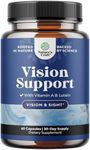 Complete Eye Health Supplement for Adults - Lutein 20mg Per Serving Eye Vitamins for Vision Dry Eyes Pressure and Blue Light Protection - Eye Supplement for Adults with Beta Carotene for Eyes