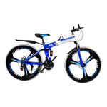 Amaze Kai Dual Suspension Bikes Latest Bmv Foldable Gear Cycle for Men with 21 Speed Gear 3 Spoke | Folding Mountain Bike with Double Disc Break & Mac Wheel, 26 Inch (Blue)
