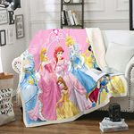 DDONVG Princess Cuddly Blanket Mermaid Ariel Fleece Blanket Cinderella Rapunzel Blanket Sofa Blankets for Girls and Adults (1, 130 X 150 cm)