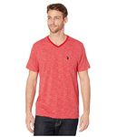 U.S. Polo Assn. Men's Space Dyed V-Neck T-Shirt, Engine red, M