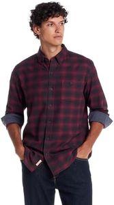 Weatherproof Vintage Mens Casual Soft Brushed Plaid Button-Down Flannel Shirt Burgundy