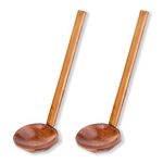 Wooden Soup Spoons Ramen Stirring Handmade Japanese Long Handle Large Spoon Kitchen Tools for Hot Pot Porridge Household Restaurant 2 Pieces