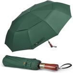 G4Free 54 Inch Large Compact Windproof Golf Umbrella for Rain Oversized Auto Open Close Folding Travel 10 Ribs Vented Double Canopy Umbrella for Women Men (Dark Green)