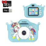 Kids Camera for Girls and Boys 2.0 Inch IPS Screen 1080P Video Camera Kids Digital Dual Camera 32GB SD Card Plus Reader Christmas and Birthday Gifts Toy for Age 2-10 Year Old (Unicornblue)