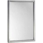 Bobrick 165 Series 430 Stainless Steel Channel Frame Glass Mirror, Bright Finish, 24" Width x 30" Height