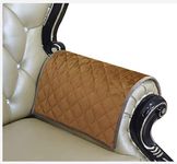 Haomaijia Khaki Nonslip Leather Loveseat Couch Quilted Armrest Covers Furniture Protectors for Dogs Kids Pets (AKhaki, Sofa Armrest Cover-2 Pieces)