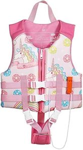 HeySplash Toddler Swim Vest, Kids Floaties Swimming Jacket, Jumper Swimsuit with Adjustable Strap, Float Puddle Vest, Buoyancy Swimwear for Girls and Boys Aged 6-9 Years / 50-80lbs, Pink