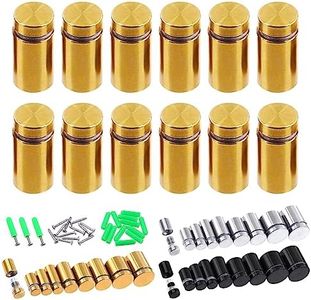 Swpeet 12 Sets 5/8" x 1.18" Gold Stainless Steel Standoff Screws, Wall Standoff Mounts Glass Acrylic Nail with Screws and Wall Anchors, Mounting Glass Hardware for Hanging Picture Frame Advertise