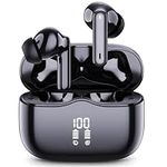 Wireless Earbuds, Bluetooth 5.3 Earbuds HiFi Stereo Wireless Headphones Noise Cancelling with Mic, USB C, IPX7 Waterproof Earphones 36H Playtime, LED Power Display, Ear Buds for Sports, Work, Black