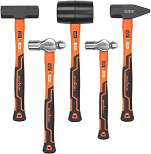 HORUSDY 5-Piece Hammer Set, Heavy Duty 32oz Rubber Mallet | 16oz Ball Pain Hammer | 32oz Ball Pain Hammer | 3lb Sledge Hammer | 3lb Cross Pain Hammer