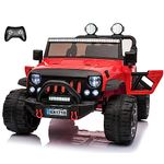 VOLTZ TOYS 2 Seater Ride On Car, 12V Electric Car for Kids, Electrical Jeep with 2 Seats, Full LED Lights, Parental Remote Control, MP3 Player (Red)