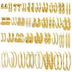 36 Pairs Gold Hoop Earrings Set for Women Girls Multipack, Hypoallergenic Chunky Chain Twisted Hoop Earrings Pack, Fashion Dangle Earrings Jewelry for Gift