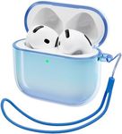 ORNARTO Compatible with AirPods 4 Case Cute 2024, Anti-Drop Full Protective TPU Case for AirPods 4th Generation, Front LED Visible Bling Cover-Aurora Blue