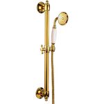 Delnet Gold Brass Handheld Shower Head with Slide Bar Kit, Wall Mounted Shower Slider Rail with Adjustable Shower Head Holder, Traditional&High-Pressure Shower Head with 1.5M Shower Hose