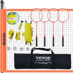 VEVOR Volleyball and Badminton Set, Outdoor Portable Badminton Net, Adjustable Height Steel Poles, Professional Combo Set with PVC Volleyball, Pump, Carrying Bag, Easy Setup for Backyard Beach Lawn