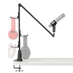 Geekria for Creators Microphone Arm, Mic Boom Arm with Headphones Hangers, Suspension Stand, Mic Scissor Arm, Desk Mount Holder Compatible with Audio-Technica ATR2100x-USB, SAMSON Q2U, Shure SM58