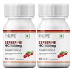 INLIFE Berberine HCL 500mg Supplements with Milk Thistle & Turmeric Extract Support for Men & Women - 60 Veg Capsules (Pack of 2, 120)